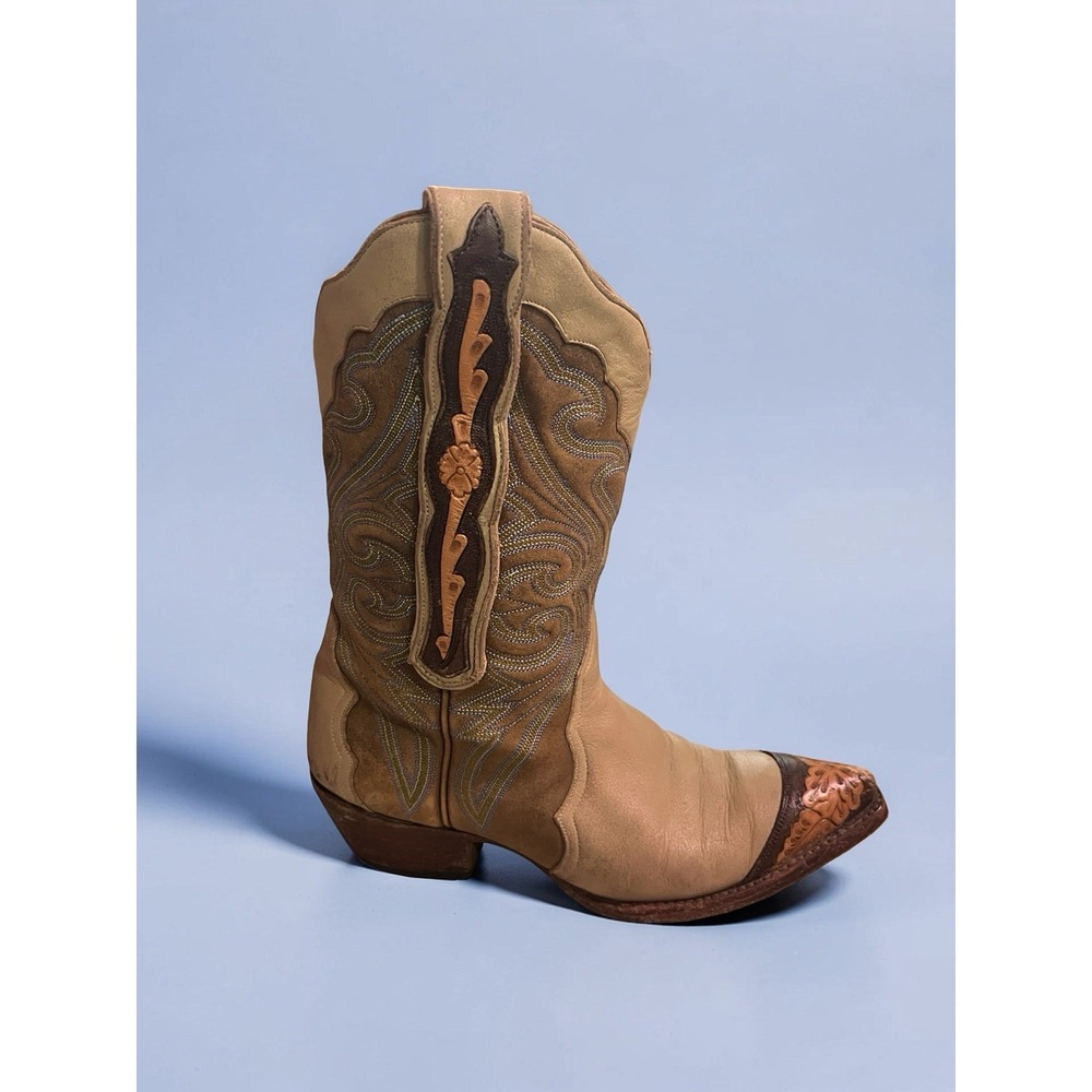Old Gringo Women Western Cowgirl Boots Sz 5B Leather Toe Mid Calf Embroidered